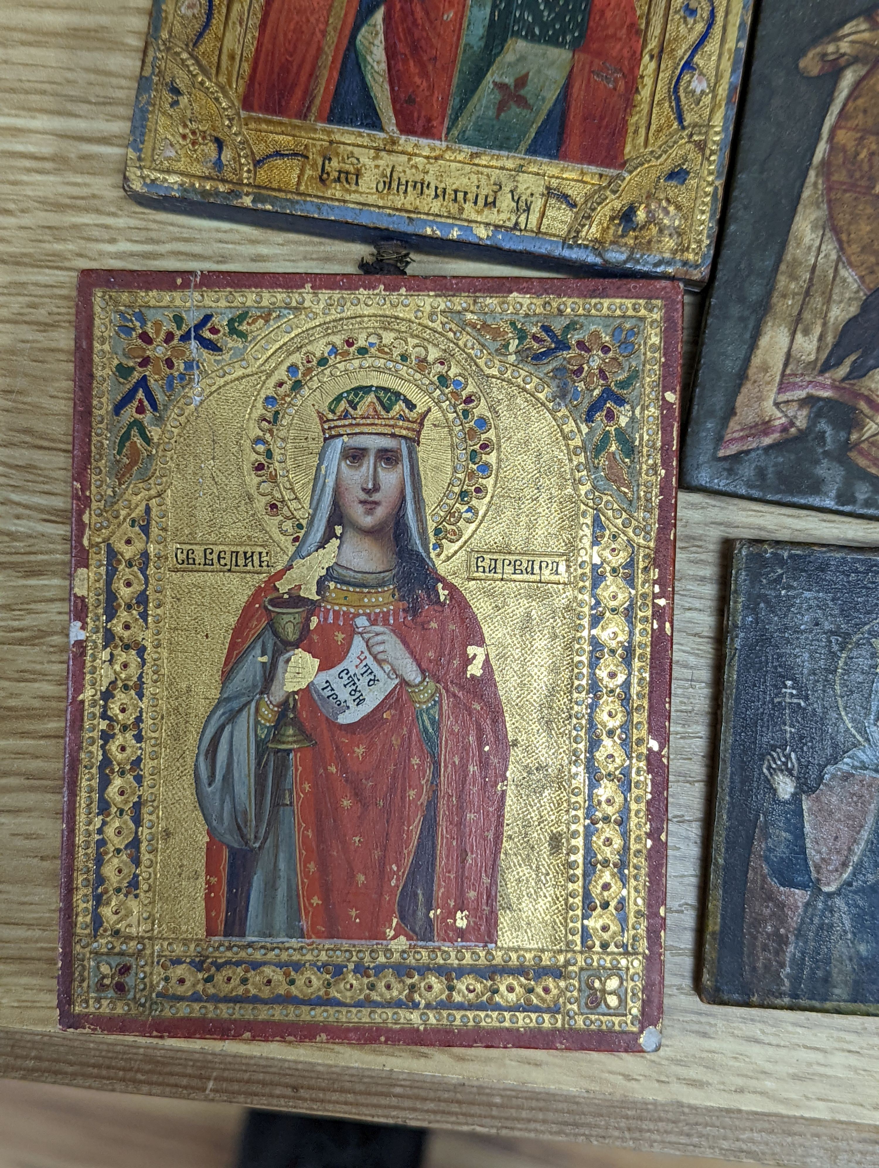 Ten assorted icons, largest 29 x 24cm